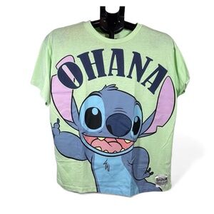 Disney Lilo & Stitch T-Shirt Unisex XL Green Graphic Tee Classic Cartoon Top